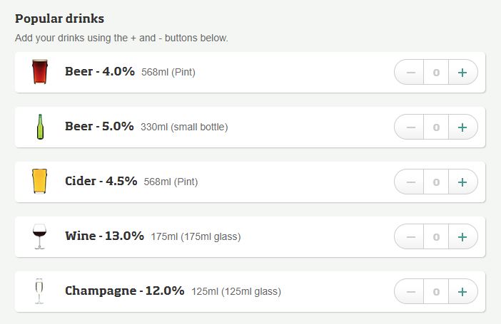 New Drinkaware calculator