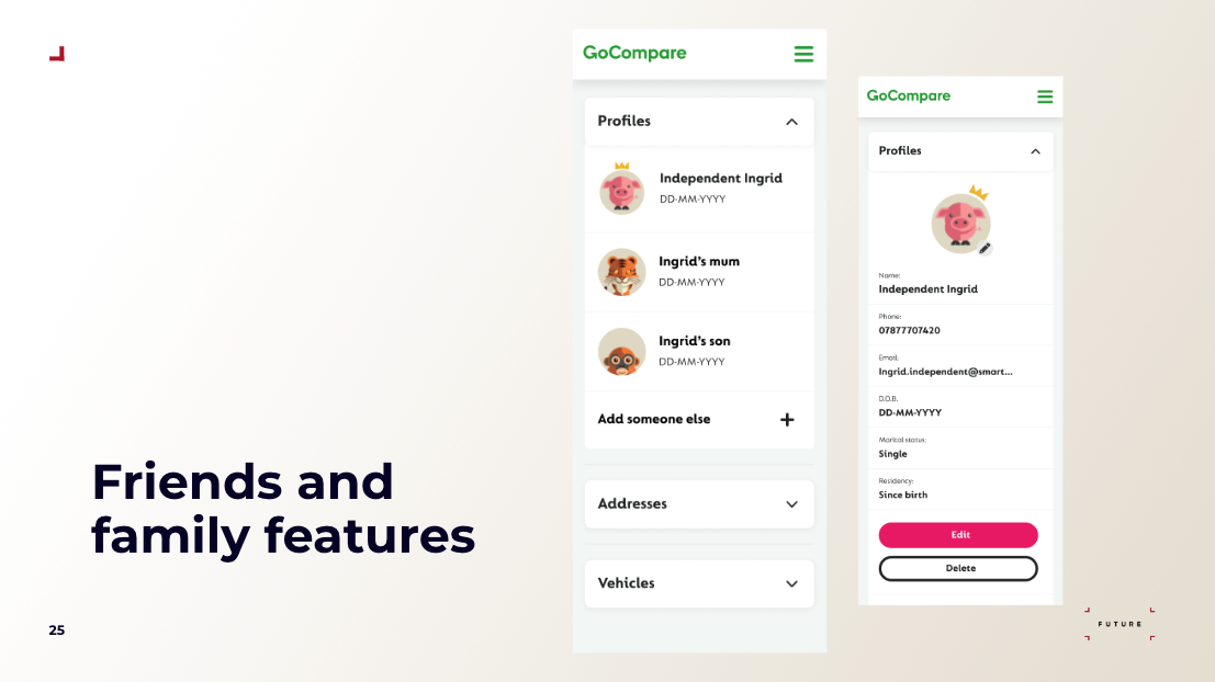 Quoting for friends and family for Go.Compare